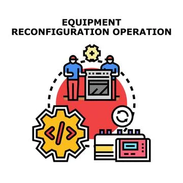 Equipment reconfiguration operation process improvement concept Stock Illustration