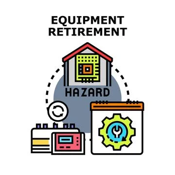 Equipment retirement process managing electronic waste hazard Stock Illustration