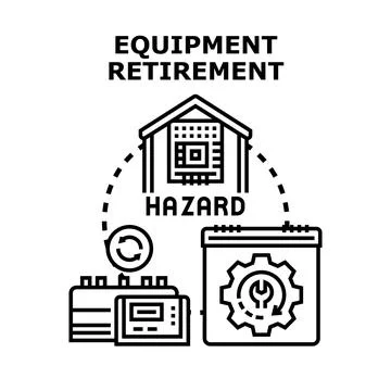 Equipment retirement process managing electronic waste hazard Stock Illustration