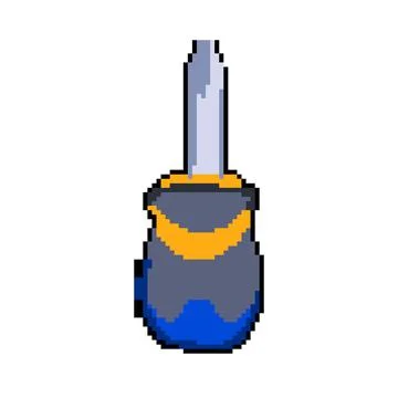 Equipment screwdriver pixel art vector illustration Ilustração Stock