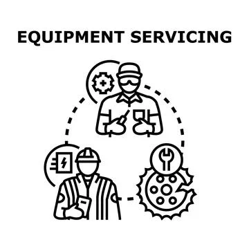 Equipment servicing and maintenance with technical support Stock Illustration
