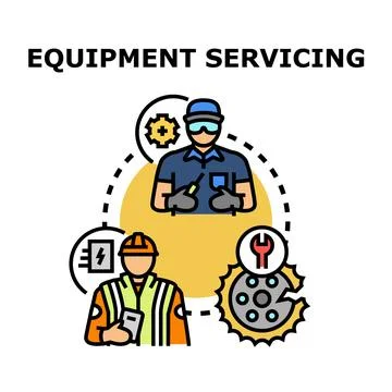Equipment servicing and maintenance with technical support Stock Illustration