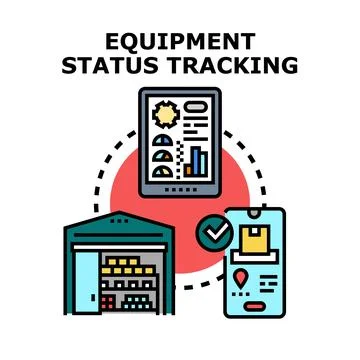Equipment status tracking system management color vector Stock Illustration
