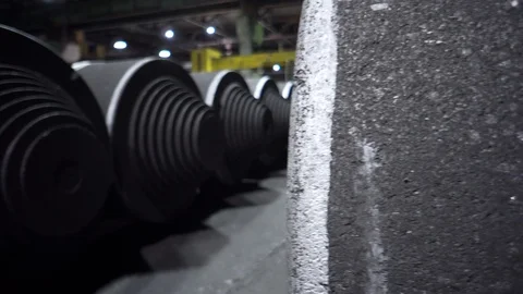 Equipment storage system nuclear power plant. Graphite coils factory warehouse. Stock Footage 116232459
