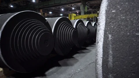 Equipment storage system nuclear power plant. Graphite coils factory warehouse. 動画素材 116232606