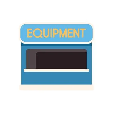 Equipment store building facade offering tools and gear for sale Stock Illustration