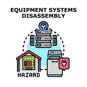 Equipment systems disassembly vector concept establishing hazardous waste Stock Illustration
