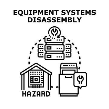Equipment systems disassembly vector concept establishing hazardous waste Stock Illustration
