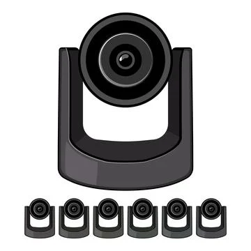 Equipment table web camera cartoon vector graphic Illustrazione stock