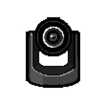 Equipment table web camera pixel art vector illustration Stock Illustration