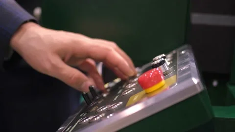 Equipment, technology, industry, electronic buttons in manufacturing control Stock Footage 153822786
