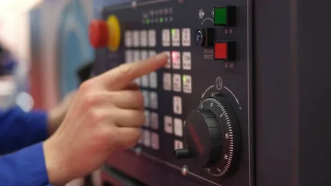 Equipment technology industry electronic buttons in manufacturing control Stock Footage 153822866
