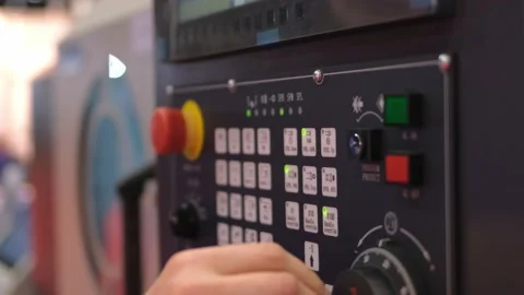 Equipment technology industry electronic buttons in manufacturing control Stock Footage 153822876