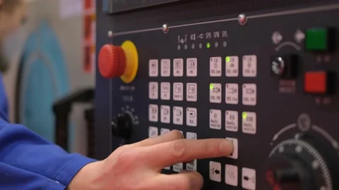 Equipment technology industry electronic buttons in manufacturing control Stock Footage 153822913