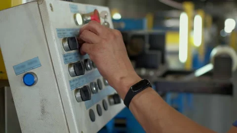 Equipment, technology, industry, electronic buttons in manufacturing control Stock Footage 161653103