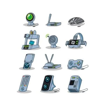 Equipment technology set gadgets Stock Illustration