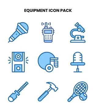 Equipment Two Colour Bundle Icons Pack Stock Illustration