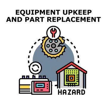 Equipment upkeep and part replacement hazard concept 库存插图