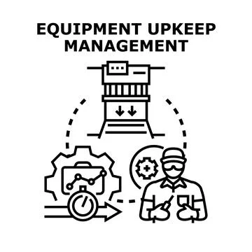 Equipment upkeep management process for industrial maintenance Stock Illustration