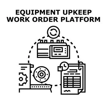 Equipment upkeep work order platform system development process Stock Illustration