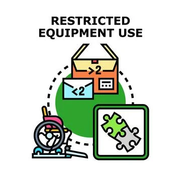 Equipment use restriction concept with accessibility and delivery Stock Illustration