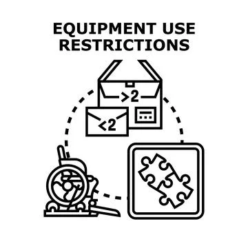 Equipment use restrictions concept with compatibility and accessibility Stock Illustration
