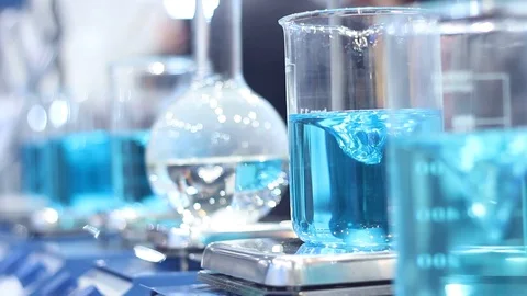 Equipment for water samples in the laboratory Stock Footage 87134906