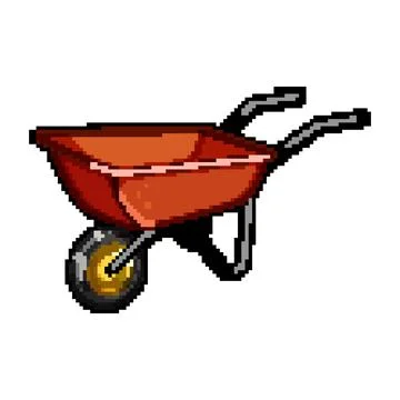 Equipment wheelbarrow pixel art vector illustration Stock Illustration