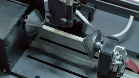 The equipment works according to the program and burning pattern on a wooden rod Stock Footage 167572953