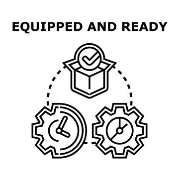 Equipped and ready concept with gears and tasks Stock Illustration