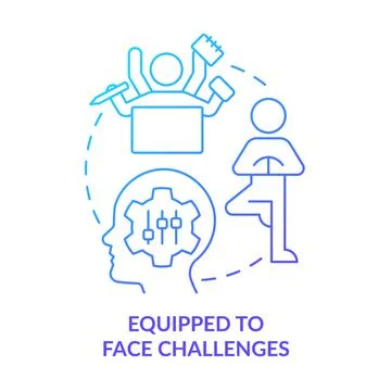 Equipped to face challenges blue gradient concept icon Illustration