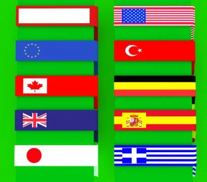 Equipped with a multi-use flag signs, borders Illustrazione stock
