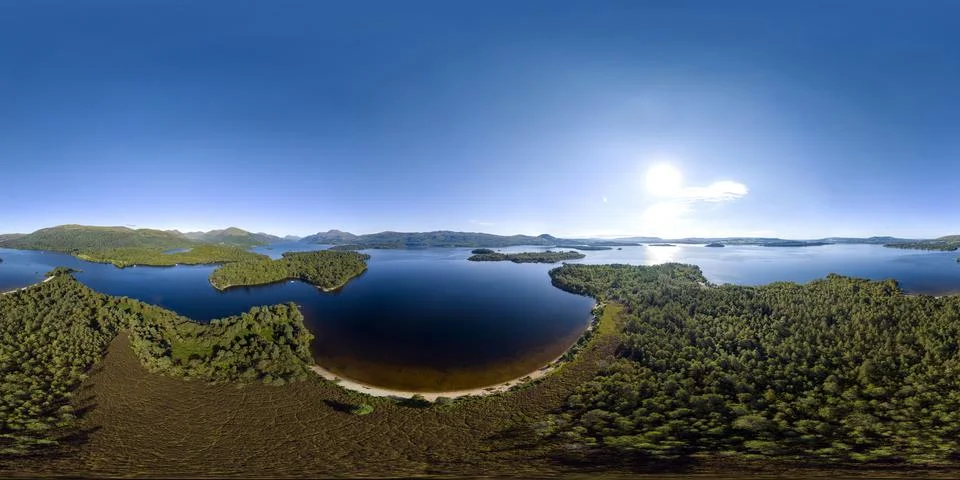 Equirectangular 360 Image - Inchmoan Island, Loch Lomond Stock Photos