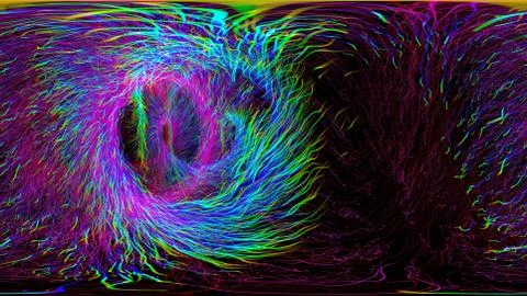 Equirectangular environment map of a colorful glowing particles. 360 virtual  Stock Illustration