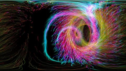 Equirectangular environment map of a colorful glowing particles. 360 virtual  库存插图