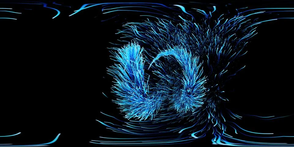 Equirectangular environment map of a colorful glowing particles. 360 virtual  库存插图