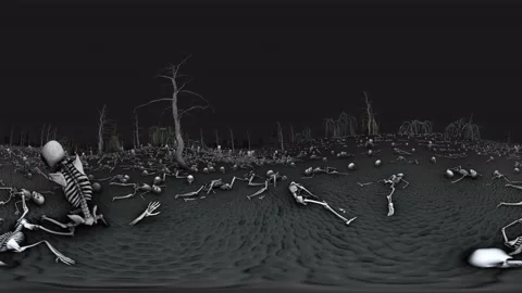 Equirectangular environment map projection of a creepy cemetery at night. 스톡 동영상 132863643