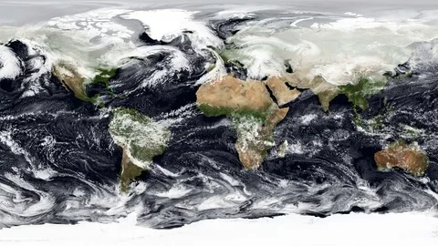 Equirectangular map of the precipitation on Earth planet. Seamless animation. 스톡 동영상 83925999