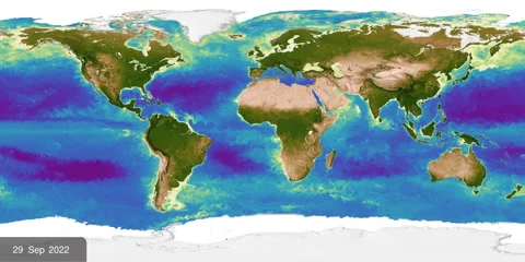 Equirectangular proyection time lapse of Earth ice and snow cover between 2022 - Video stock 302554643