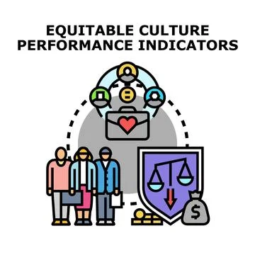 Equitable culture performance indicators concept developing team Stock Illustration