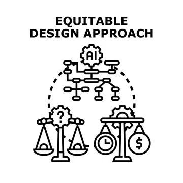 Equitable design approach balancing ai technology development Stock Illustration