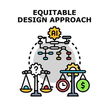 Equitable design approach balancing ai technology development Stock Illustration