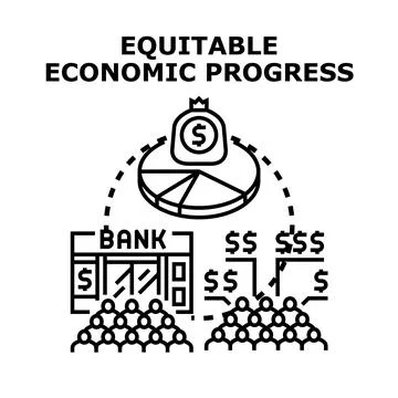 Equitable economic progress balancing income and wealth distribution Stockillustratie