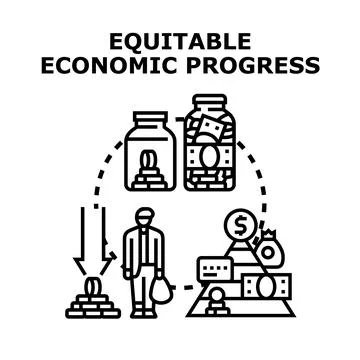 Equitable economic progress creating financial equity Stock Illustration