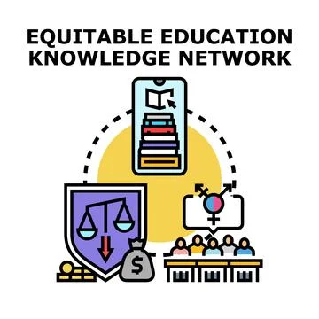 Equitable education knowledge network accessing digital learning Stock Illustration