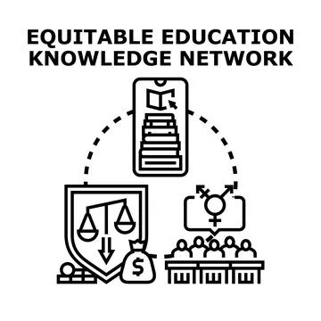 Equitable education knowledge network accessing digital learning Stock Illustration