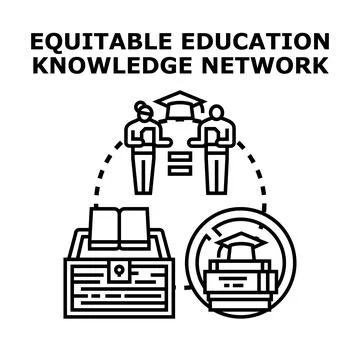 Equitable education knowledge network concept achieving learning goals Stock Illustration