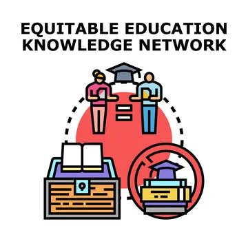 Equitable education knowledge network concept achieving learning goals Illustration
