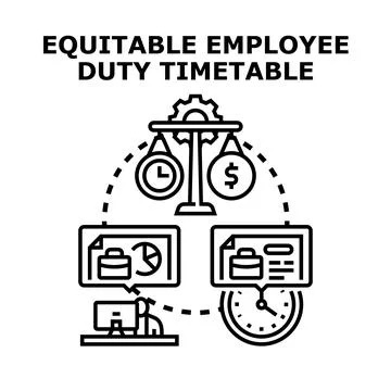 Equitable employee duty timetable balancing time and compensation concept Stock Illustration