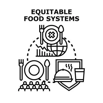 Equitable food systems providing global access and sustainability Stock Illustration
